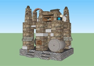 石头堆砌创意景观SU(草图大师)模型