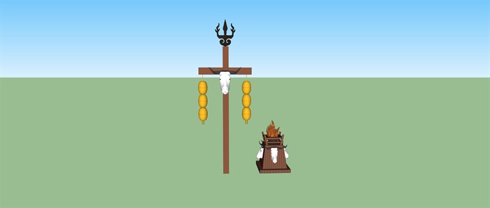 蒙古元素木质装饰塔(1)