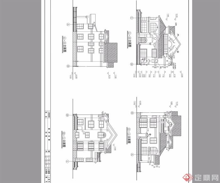 三层详细的完整别墅设计cad、pdf施工及效果图（天正打开完整）