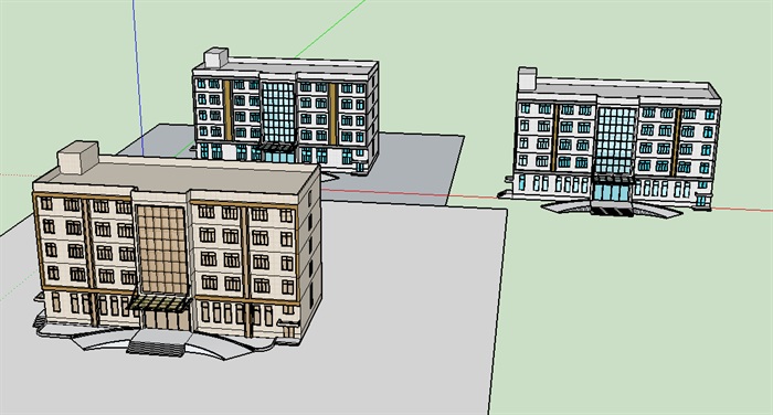 多个办公楼详细建筑设计su模型