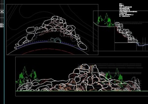 详细的园林景观节点假山石头cad方案图