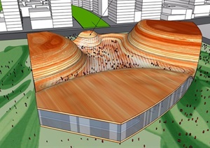 现代风格两层地质博物馆建筑设计SU(草图大师)模型