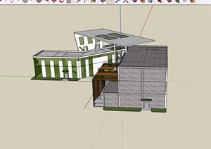 展示中心独特详细建筑设计SU(草图大师)模型