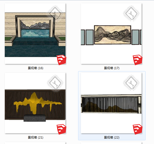 新中式景墙su模型(2)