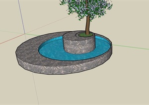 园林景观水池及树池素材SU(草图大师)模型