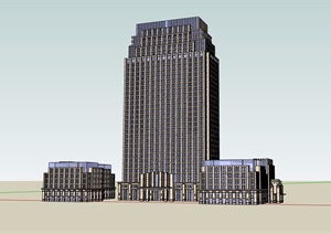 新古典办公楼详细完整设计SU(草图大师)模型