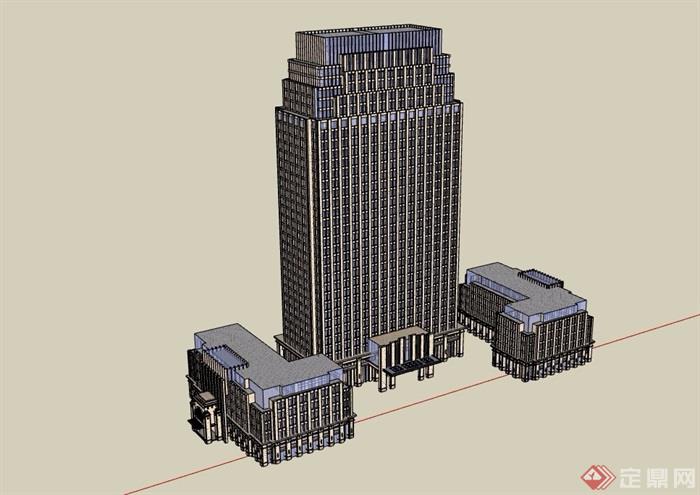 新古典办公楼详细完整设计su模型