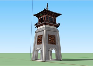 古典中式风格详细节点塔设计SU(草图大师)模型