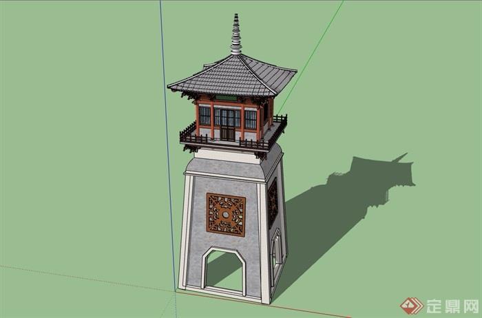 古典中式风格详细节点塔设计su模型