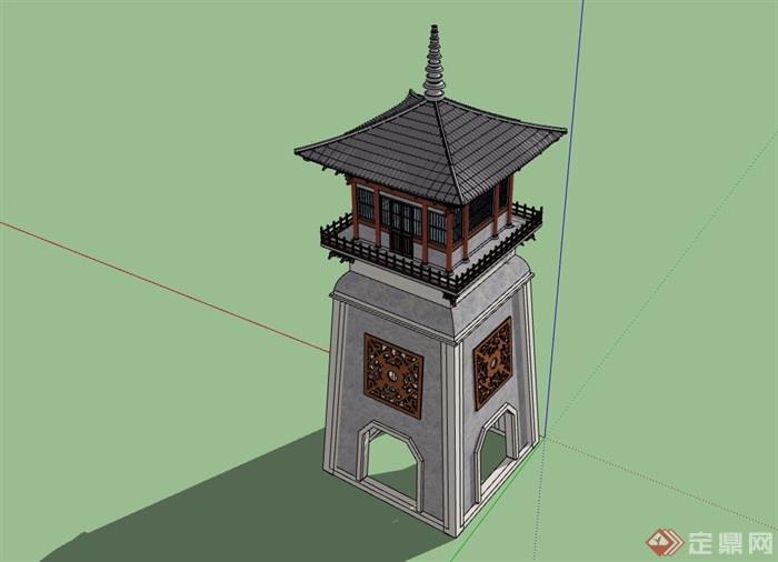 古典中式风格详细节点塔设计su模型