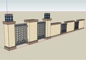 小院围墙详细完整设计SU(草图大师)模型