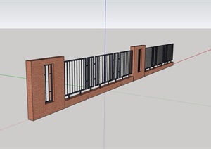 详细的小区围墙栏杆素材SU(草图大师)模型