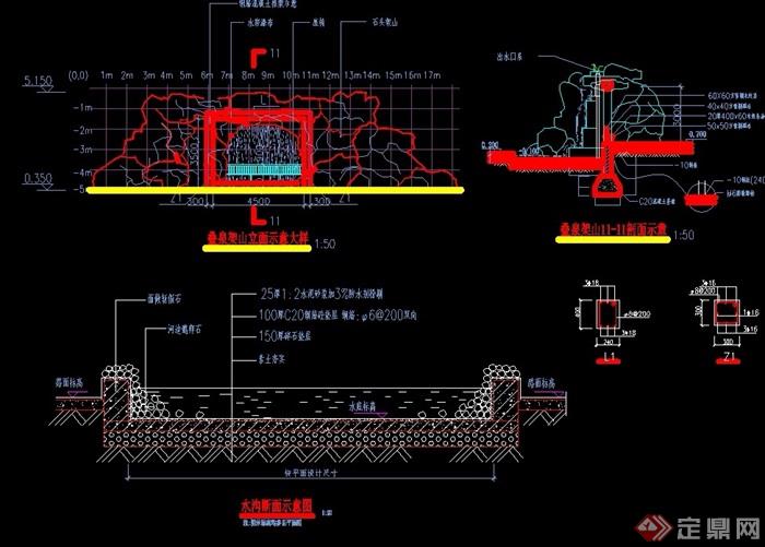 假山石头水景设计cad施工图