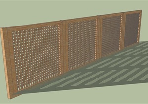 某详细的围墙木质素材设计SU(草图大师)模型