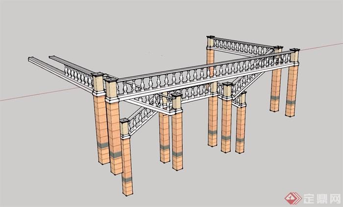欧式栏杆斜素材设计su模型