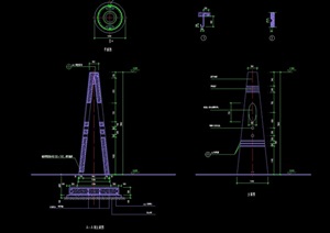 详细的独特景观灯柱设计cad施工图