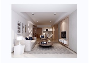 现代风格详细的客厅装饰3d模型及效果图