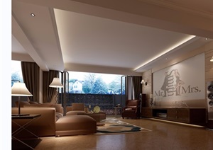 客厅住宅详细完整设计3d模型及效果图