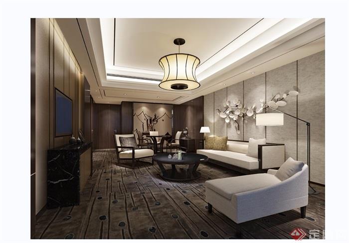 详细的完整客厅装饰设计3d模型