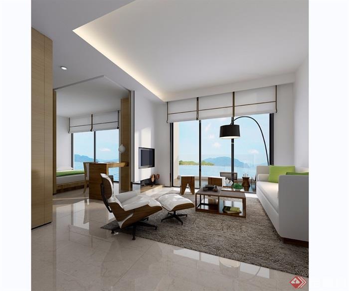 现代整体完整详细的客厅设计3d模型及效果图