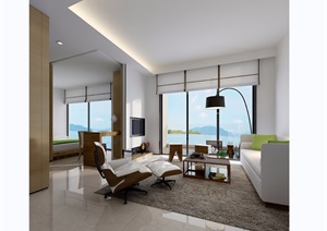 现代整体完整详细的客厅设计3d模型及效果图