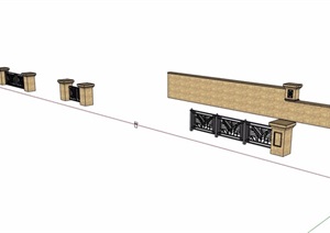 四种庭院围墙详细设计SU(草图大师)模型