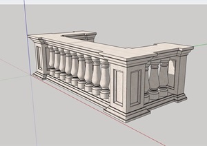 详细的欧式整体栏杆设计SU(草图大师)模型