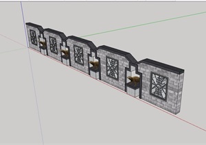 特色景墙砖砌素材设计SU(草图大师)模型