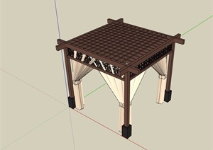 详细的整体亭子素材设计SU(草图大师)模型