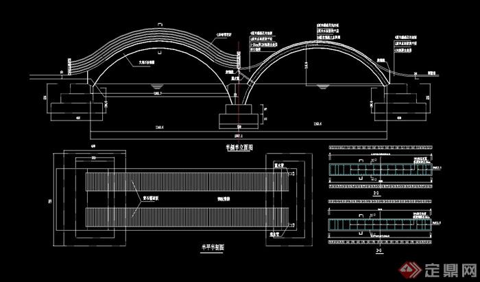 雙拱園橋詳細設計cad施工圖