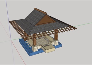 详细的东南亚风格休闲亭设计SU(草图大师)模型
