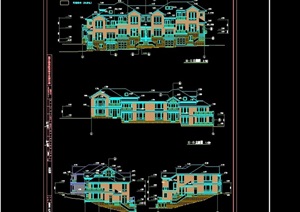详细的山地欧式别墅建筑设计cad施工图
