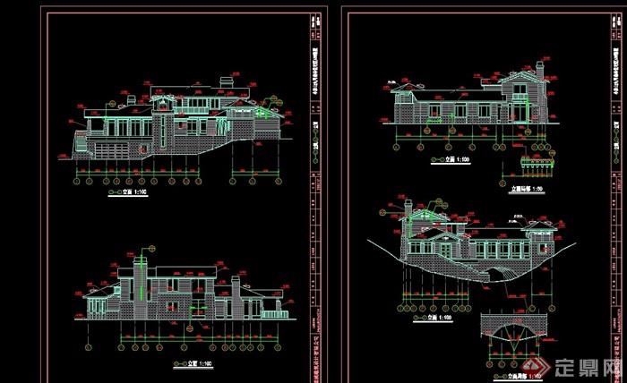 详细的欧式山地多层别墅设计cad方案