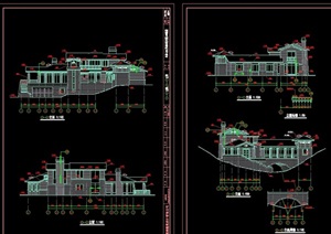 详细的欧式山地多层别墅设计cad方案