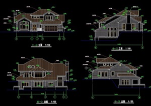 两层详细完整的两层别墅设计cad施工图