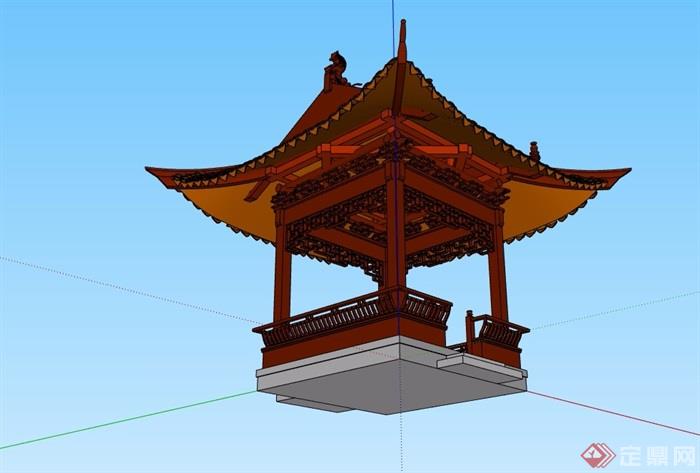 歇山方亭详细设计su模型