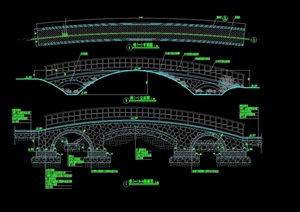 中式详细的完整拱桥素材设计cad施工图