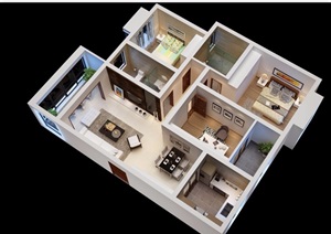 客厅现代详细完整设计3d模型及效果图