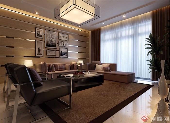 现代完整详细的客厅装饰设计3d模型及效果图
