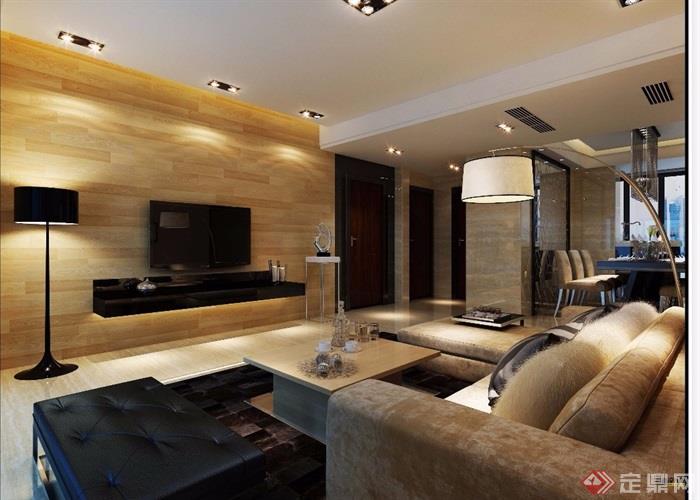 现代整体的客厅装饰设计3d模型及效果图