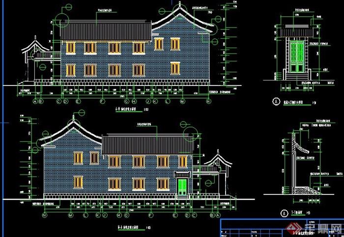 古典中式风格四合院式民居建筑施工图