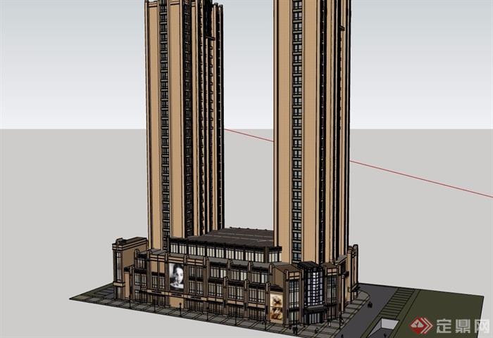 新古典详细商业住宅高层建筑楼su模型