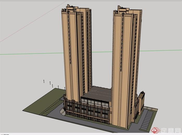 新古典详细商业住宅高层建筑楼su模型