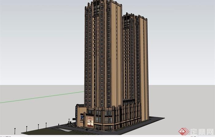 新古典详细商业住宅高层建筑楼su模型