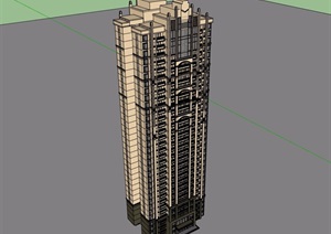 新古典风格居住高层小区建筑楼SU(草图大师)模型