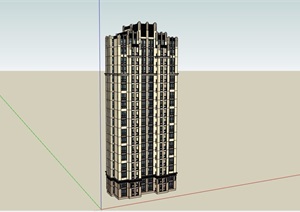 新古典风格小高层居住建筑楼SU(草图大师)模型