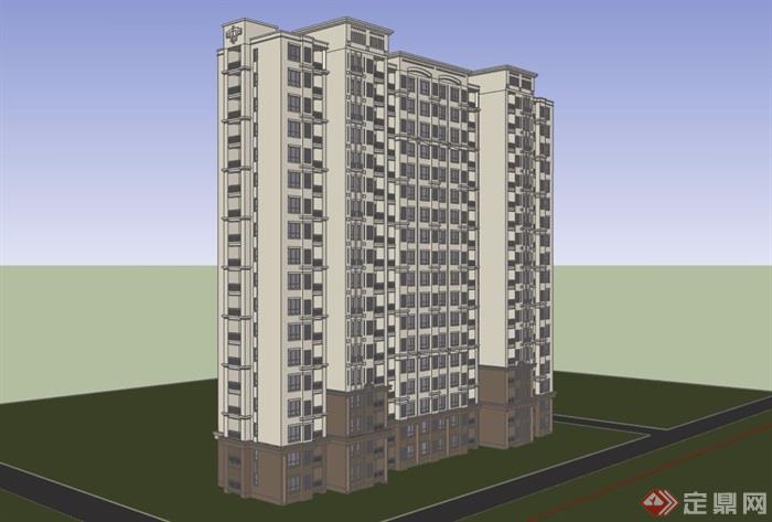 详细的18层住宅建筑楼设计su模型