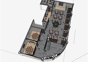 仿古中式风情餐厅内部室内空间设计