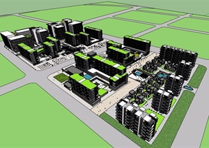 某详细的商业住宅及办公综合楼SU(草图大师)模型
