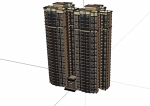 现代住宅高层B型建筑楼设计SU(草图大师)模型
